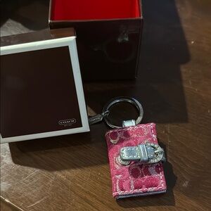 Coach Fuchsia Keychain with mini pink photobook